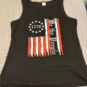 Black Tank Top with Patriotic Print